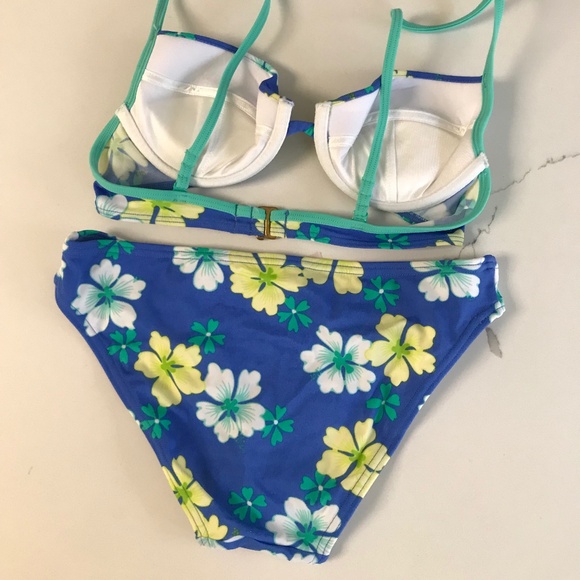 Victoria’s Secret Women’s 2 pc Bikini Swimsuit 34A Top & XS Bottom Floral NWOT - Picture 2 of 6